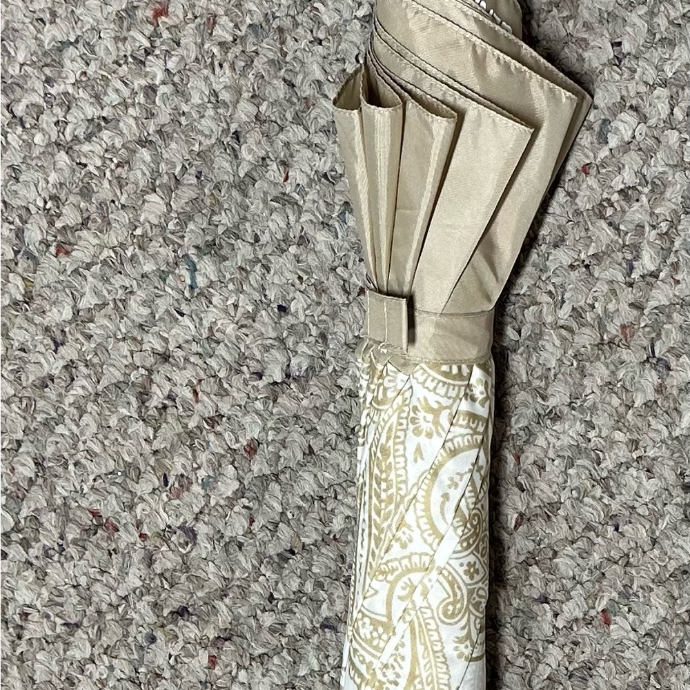 Dennis Basso white and beige paisley umbrella